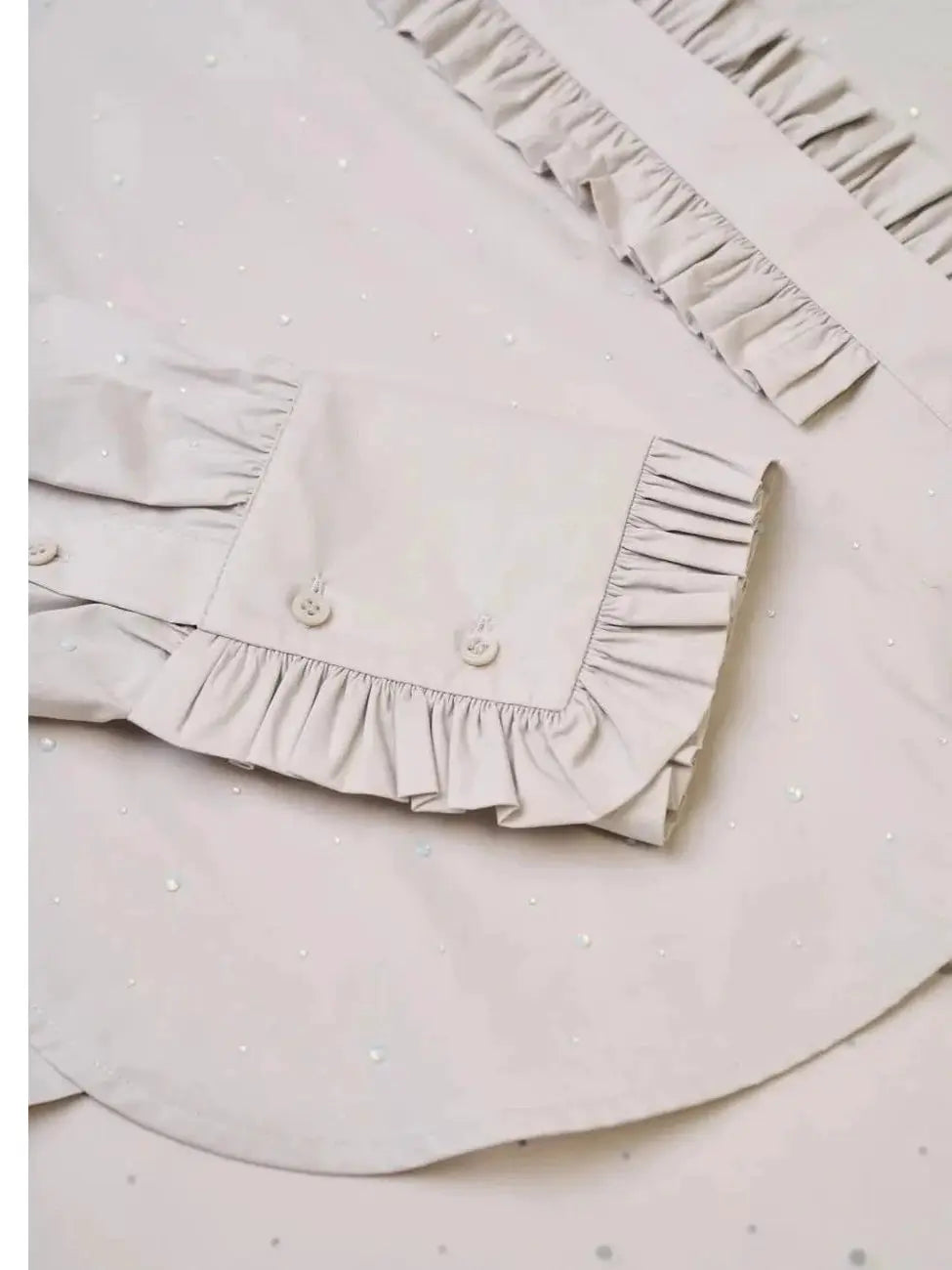 Poplin Romantic Shirt with Rhinestone Details by Psophia