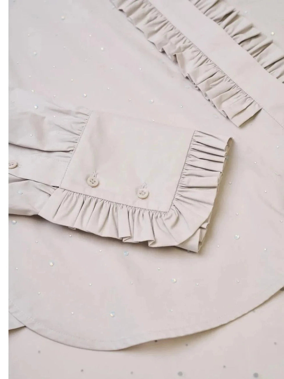 Poplin Romantic Shirt with Rhinestone Details Psophia