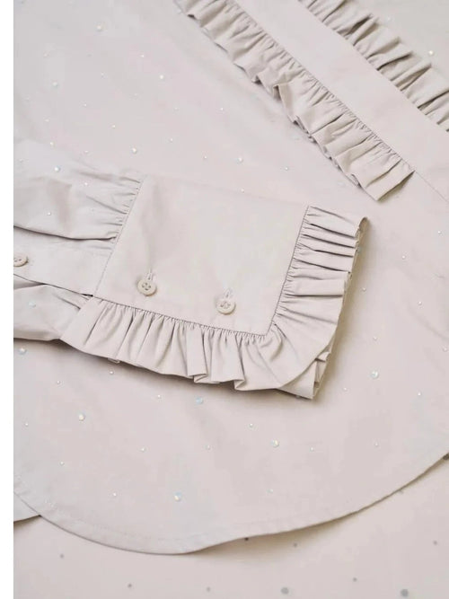 Poplin Romantic Shirt with Rhinestone Details Psophia