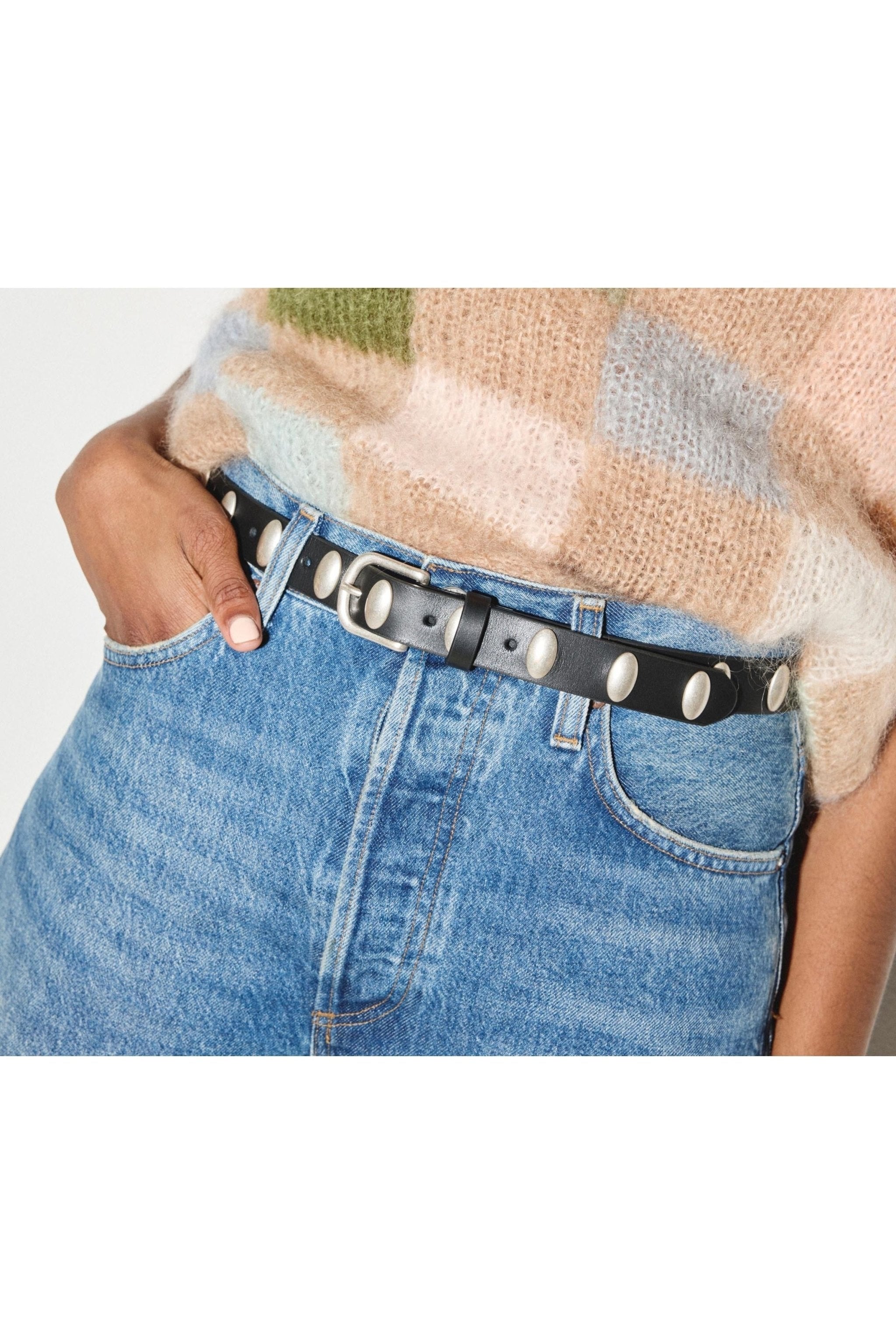 Rebecca Belt Black Calf with Oval Studs - Primm'sRebecca Belt Black Calf with Oval StudsFreda Salvador