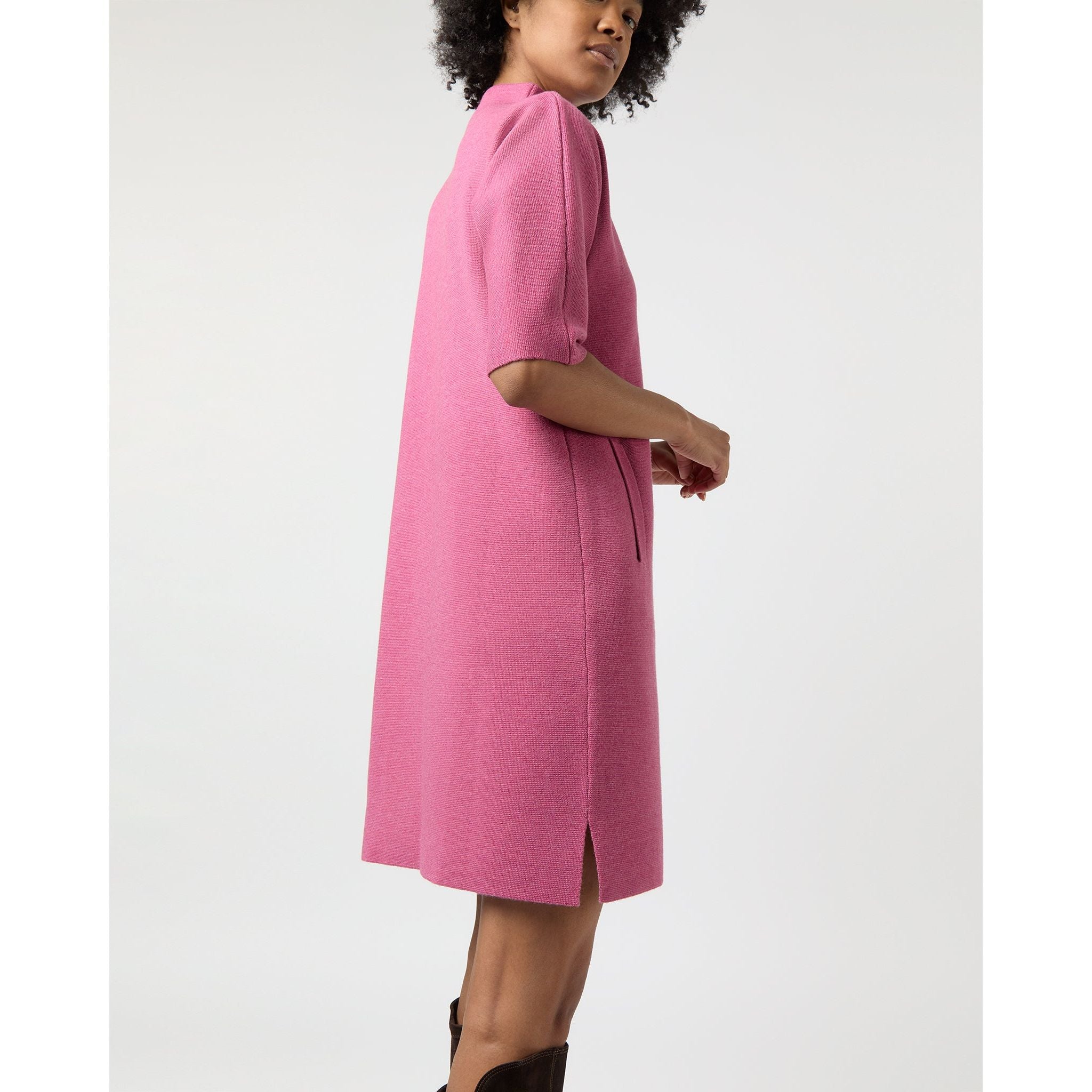Rowan Short - Sleeved Funnel Neck Dress Heather Pink - Primm'sRowan Short - Sleeved Funnel Neck Dress Heather PinkMashburn
