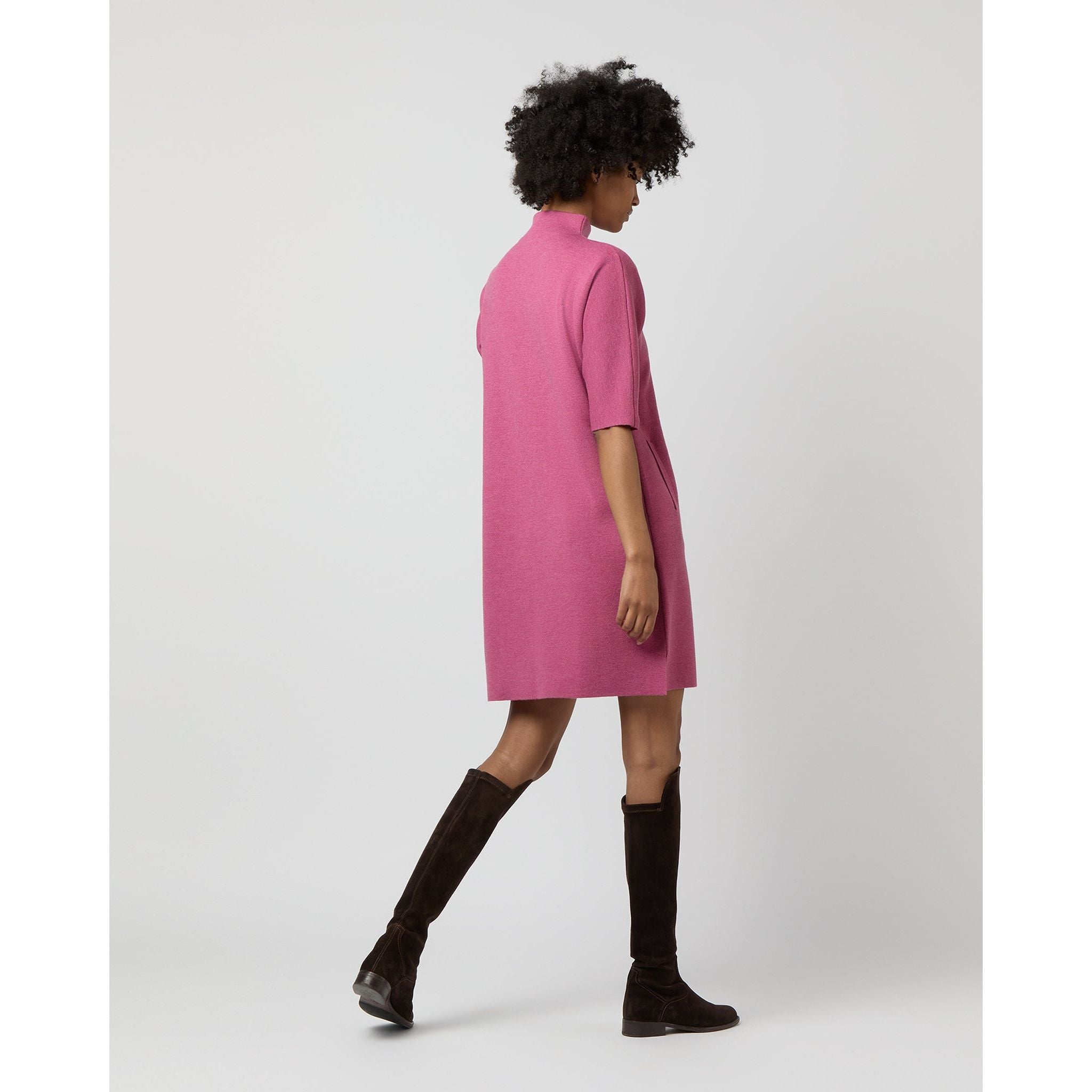 Rowan Short - Sleeved Funnel Neck Dress Heather Pink - Primm'sRowan Short - Sleeved Funnel Neck Dress Heather PinkMashburn