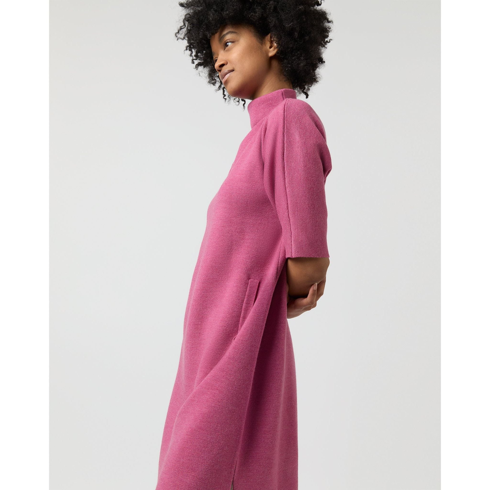 Rowan Short - Sleeved Funnel Neck Dress Heather Pink - Primm'sRowan Short - Sleeved Funnel Neck Dress Heather PinkMashburn