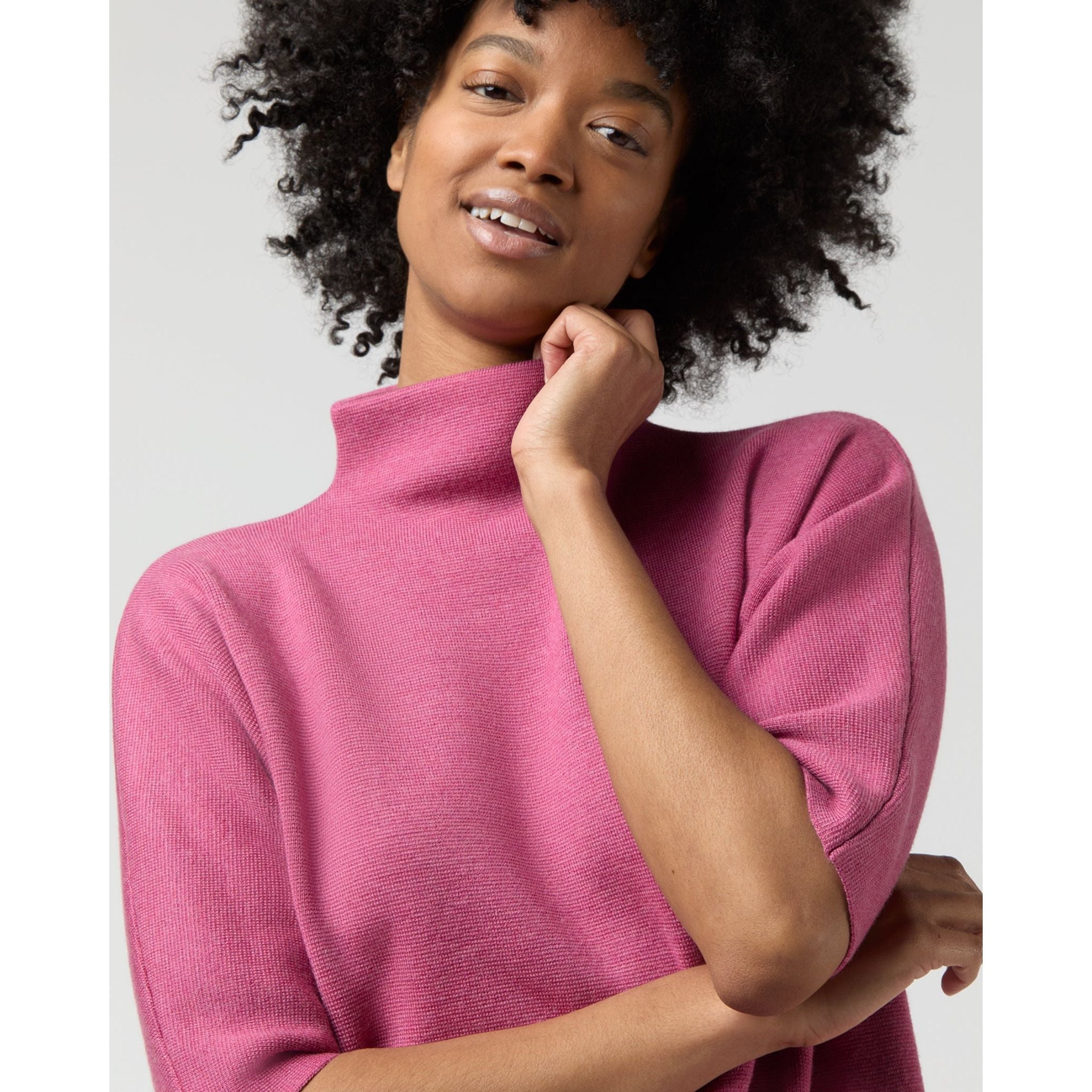 Rowan Short - Sleeved Funnel Neck Dress Heather Pink - Primm'sRowan Short - Sleeved Funnel Neck Dress Heather PinkMashburn