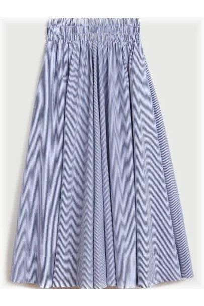 Kyria Circle Skirt Cotton Poplin Navy Stripe Suzie Kondi