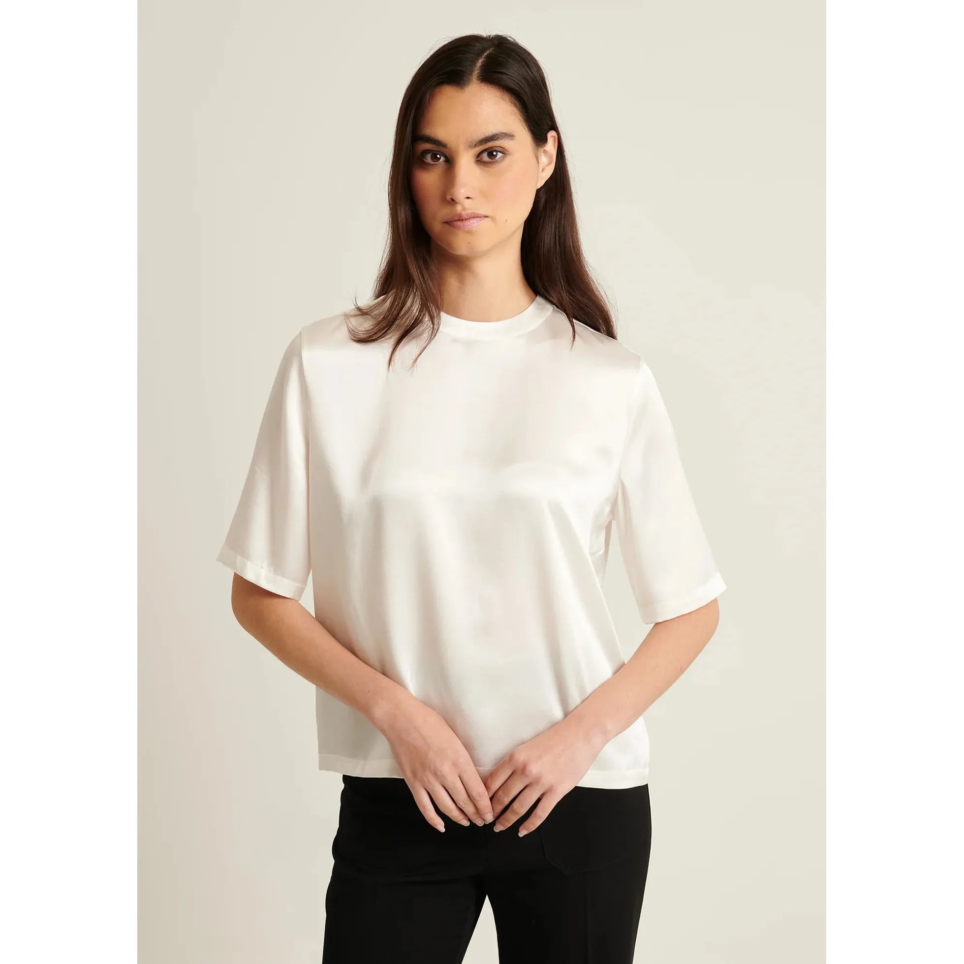 Silk Satin Crewneck Ecru Patrick Assaraf