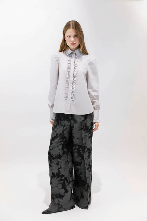 Poplin Romantic Shirt with Rhinestone Details Psophia