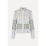 Smocked Gathered Boyfriend Shirt - Pastel Stripes - Primm'sSmocked Gathered Boyfriend Shirt - Pastel StripesStine Goya