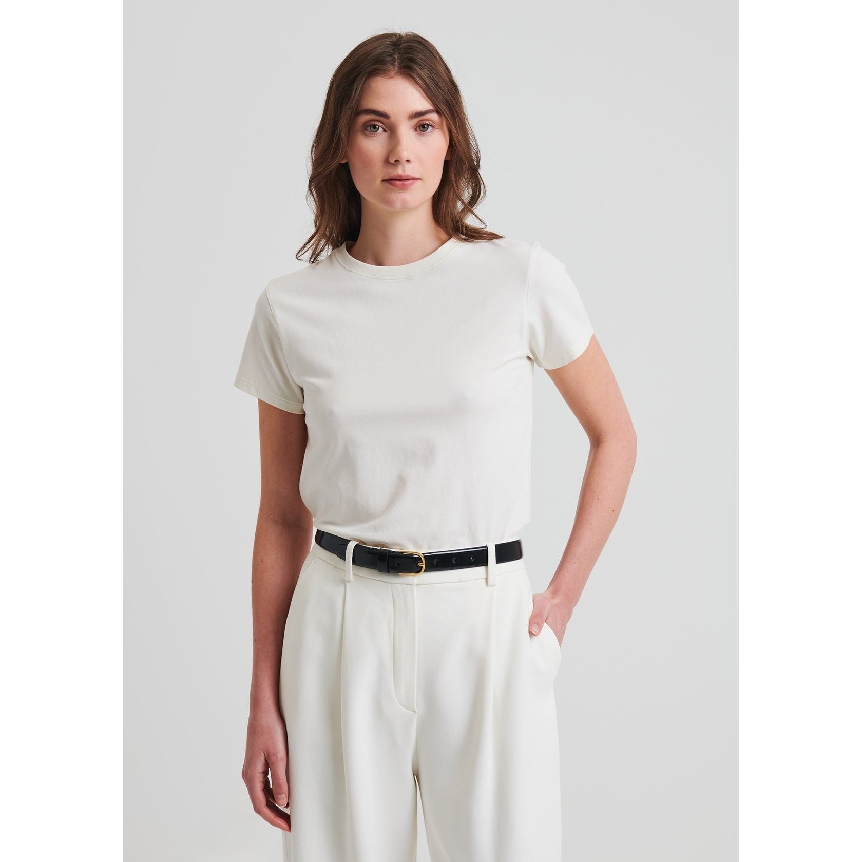 SS Iconic Fitted Crew Chalk Patrick Assaraf