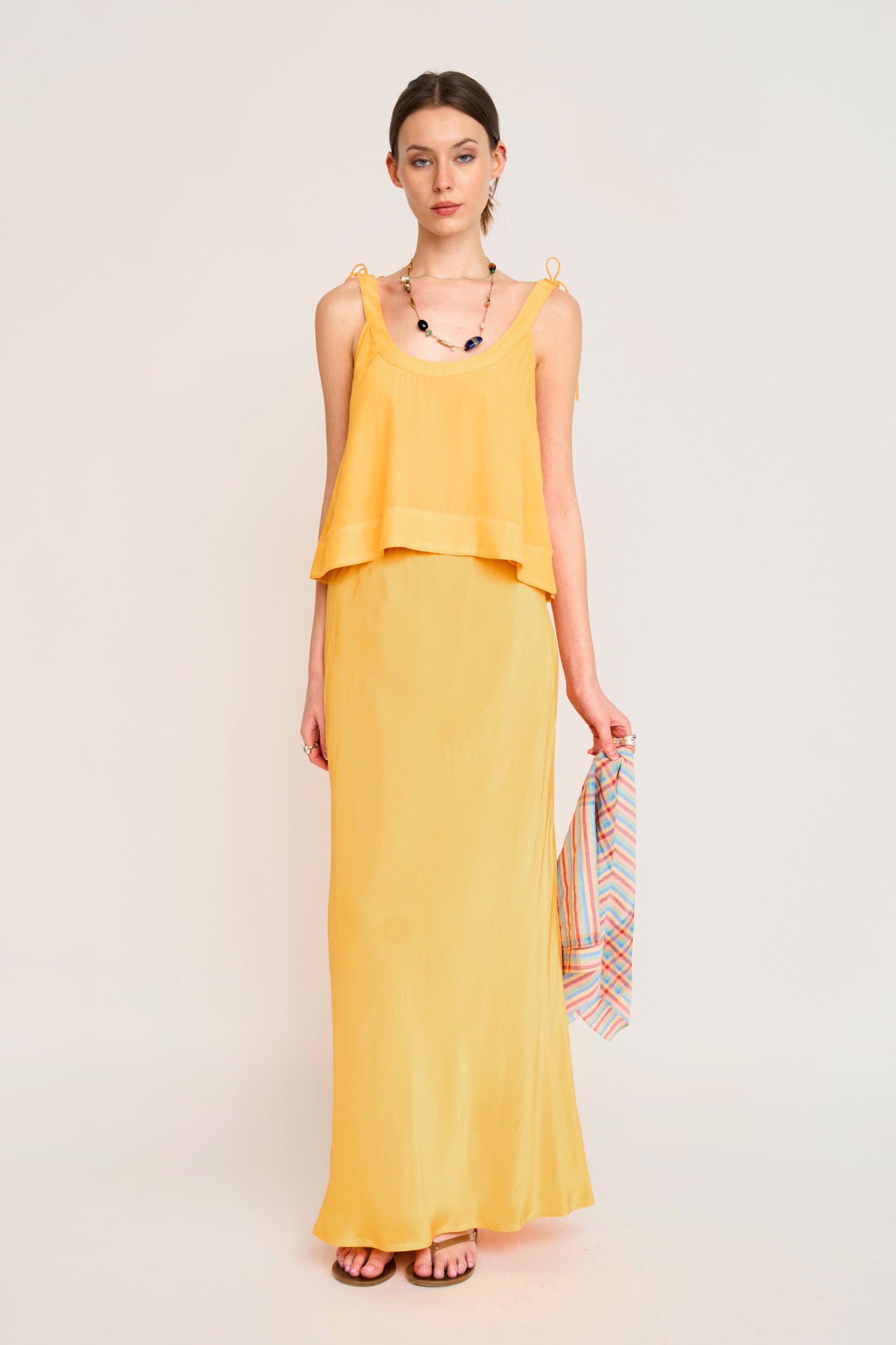 Siena Silk Tank in Marigold MIRTH