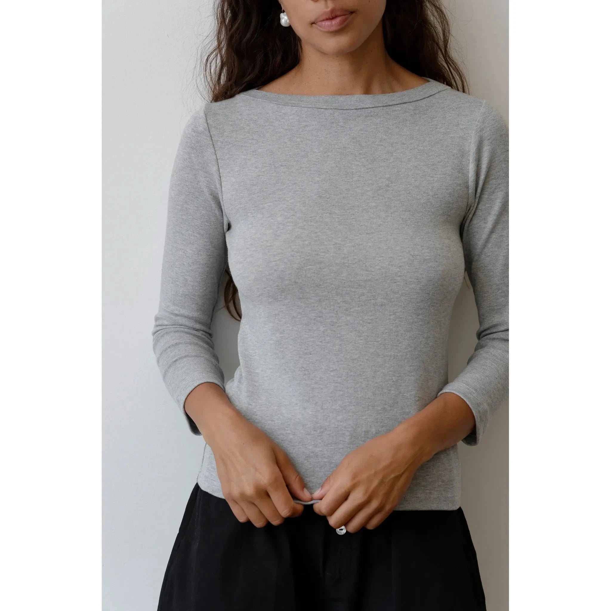 The Baby Rib Boat Neck Heather Grey - Primm'sThe Baby Rib Boat Neck Heather GreyDONNI.