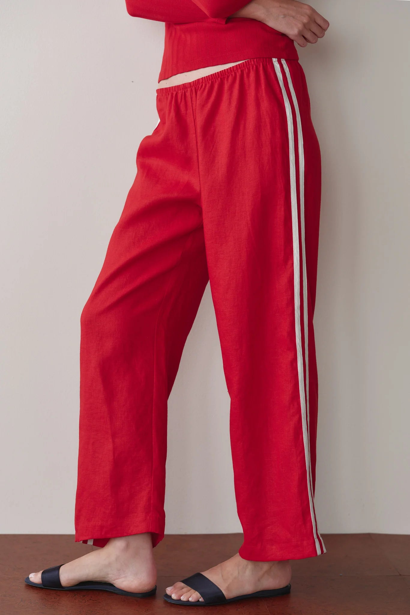 The Linen Crop Racer Stripe Pant DONNI.