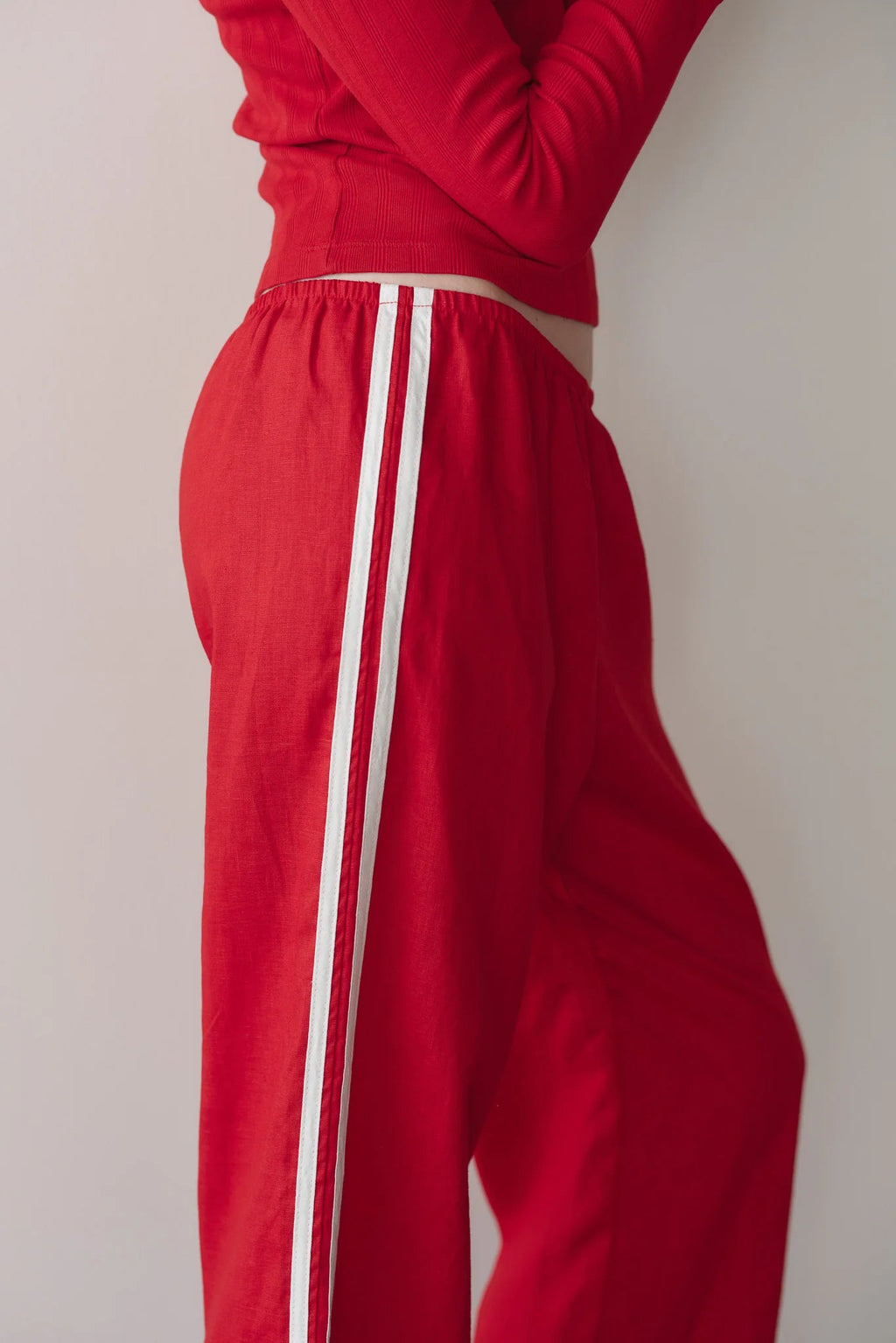 The Linen Crop Racer Stripe Pant DONNI.