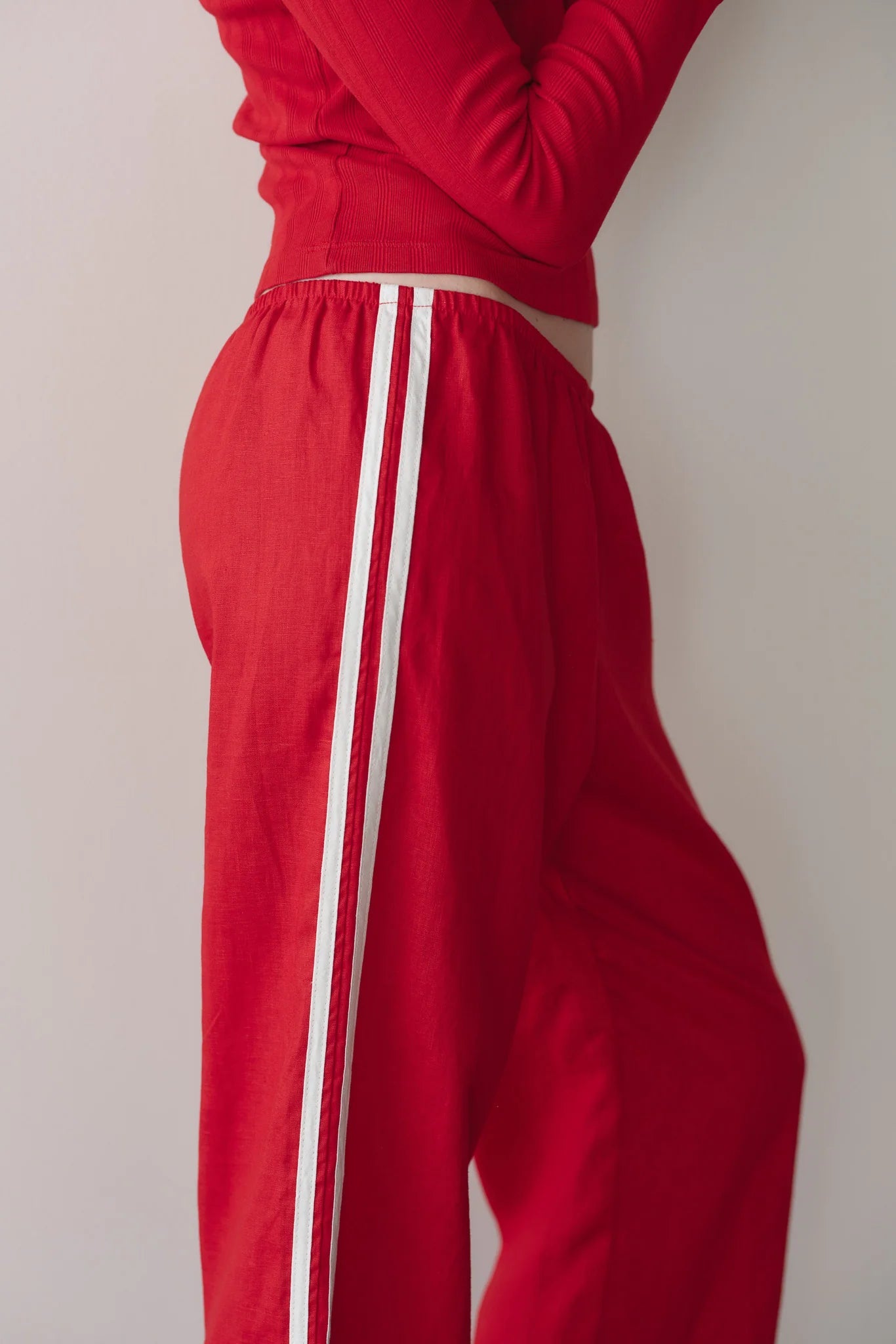 The Linen Crop Racer Stripe Pant DONNI.