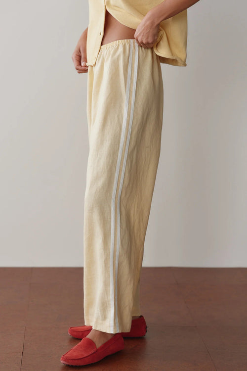 The Linen Crop Racer Stripe Pant DONNI.