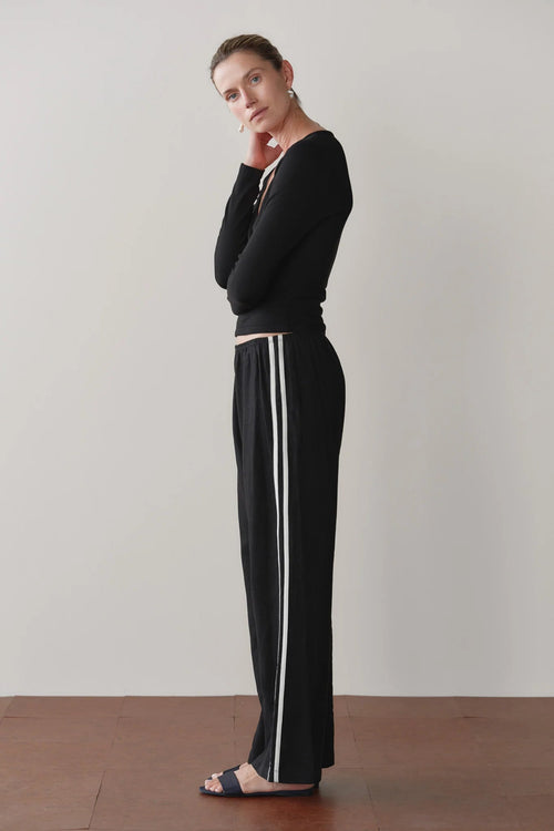 The Linen Crop Racer Stripe Pant DONNI.