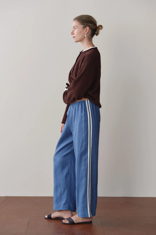 The Linen Crop Racer Stripe Pant DONNI.
