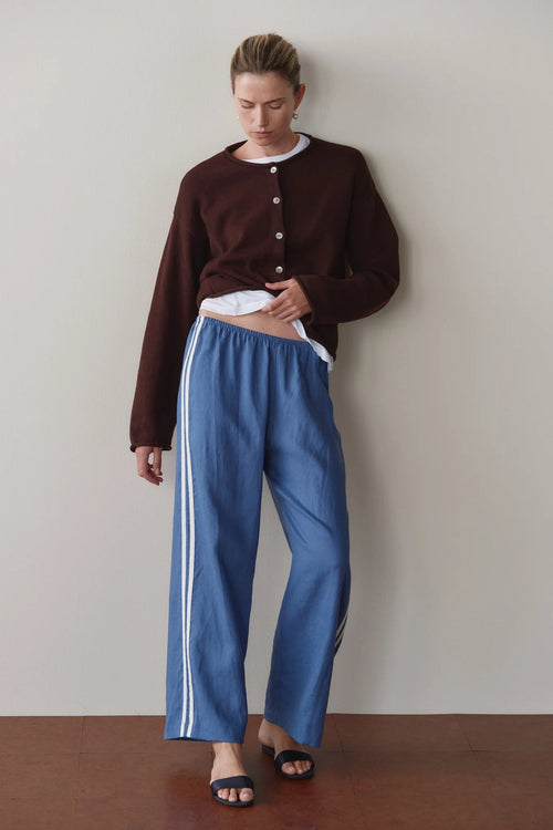 The Linen Crop Racer Stripe Pant DONNI.