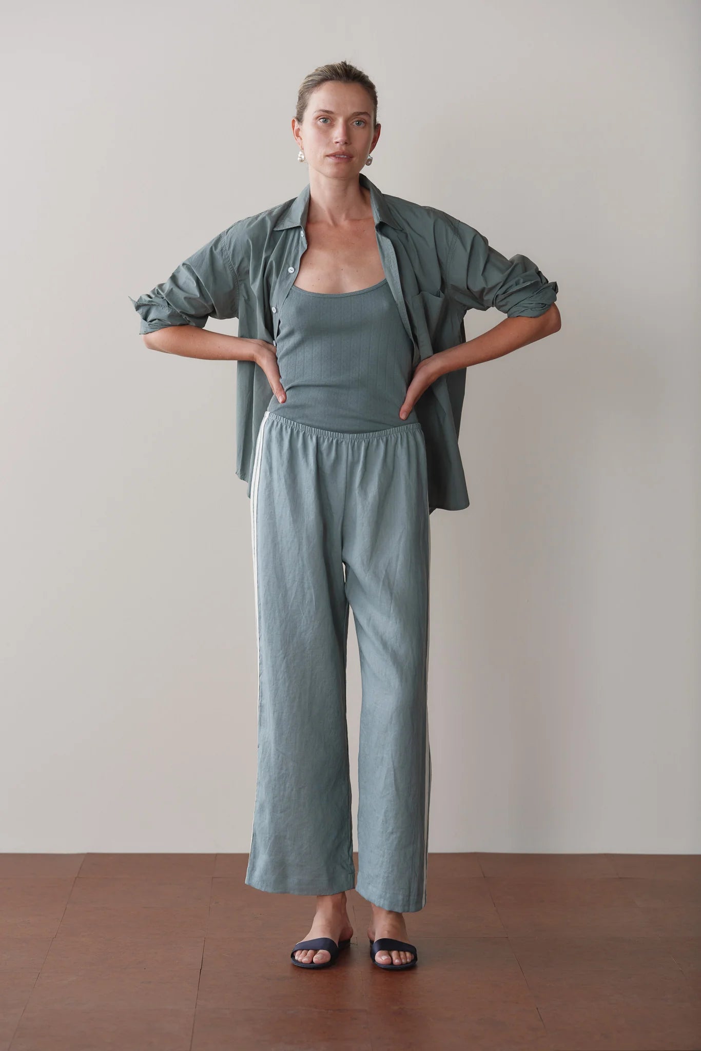 The Linen Crop Racer Stripe Pant DONNI.