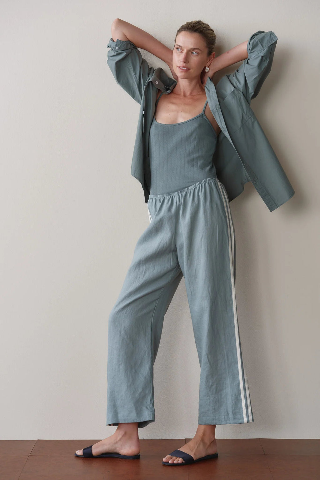 The Linen Crop Racer Stripe Pant DONNI.