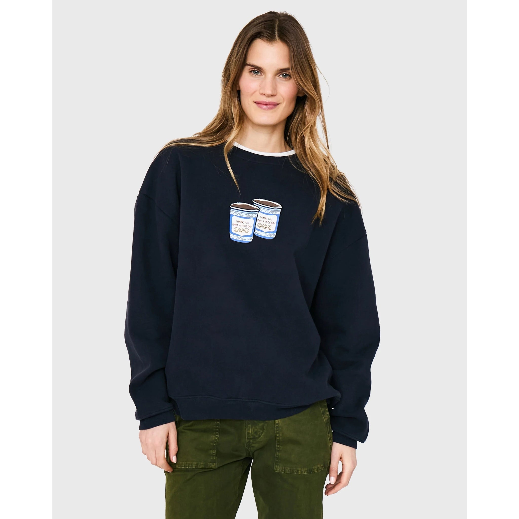 The Oversized Coffee Sweatshirt - Navy Kule
