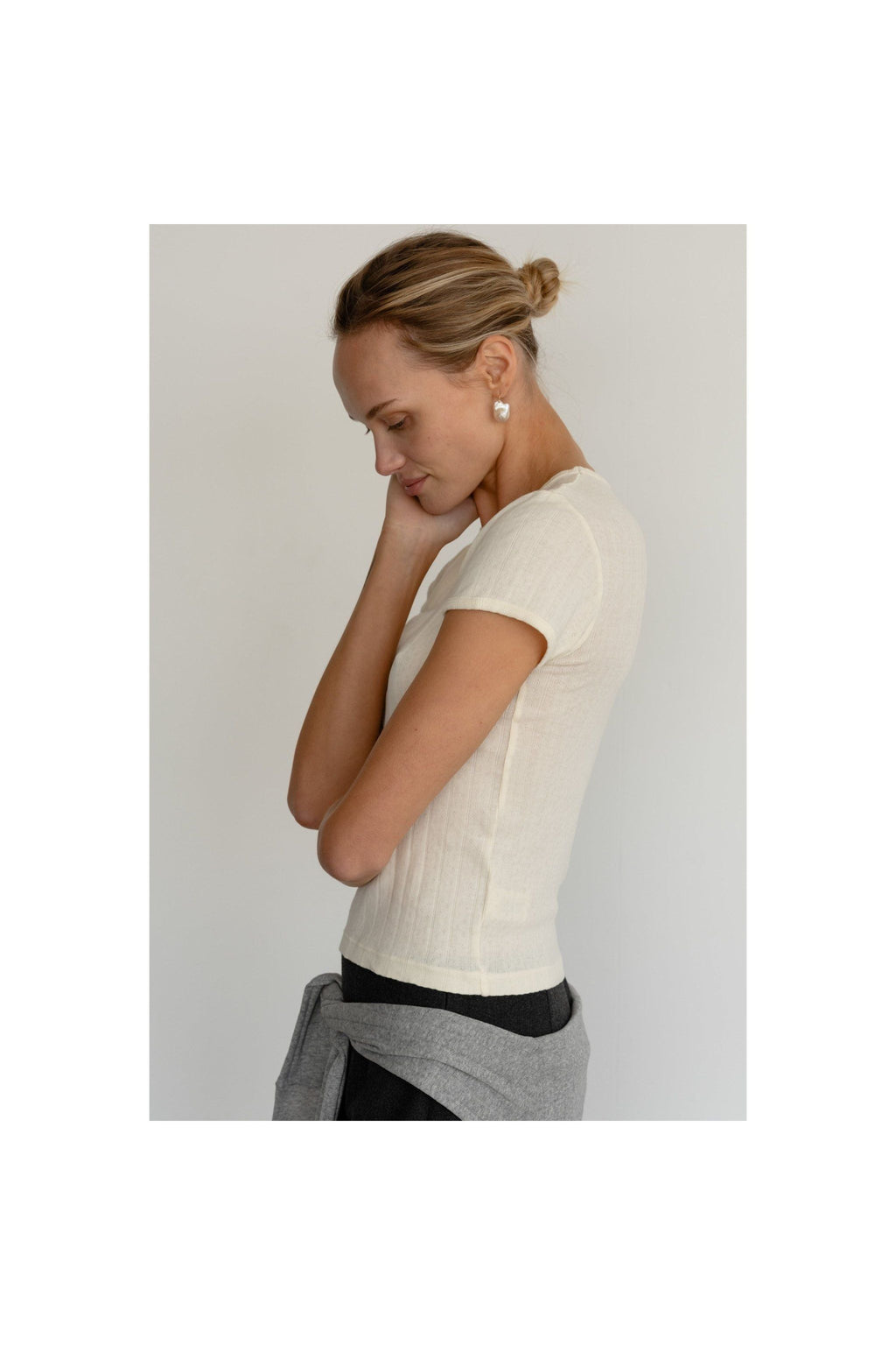 The Pointelle Baby Tee Creme - Primm'sThe Pointelle Baby Tee CremeDONNI.