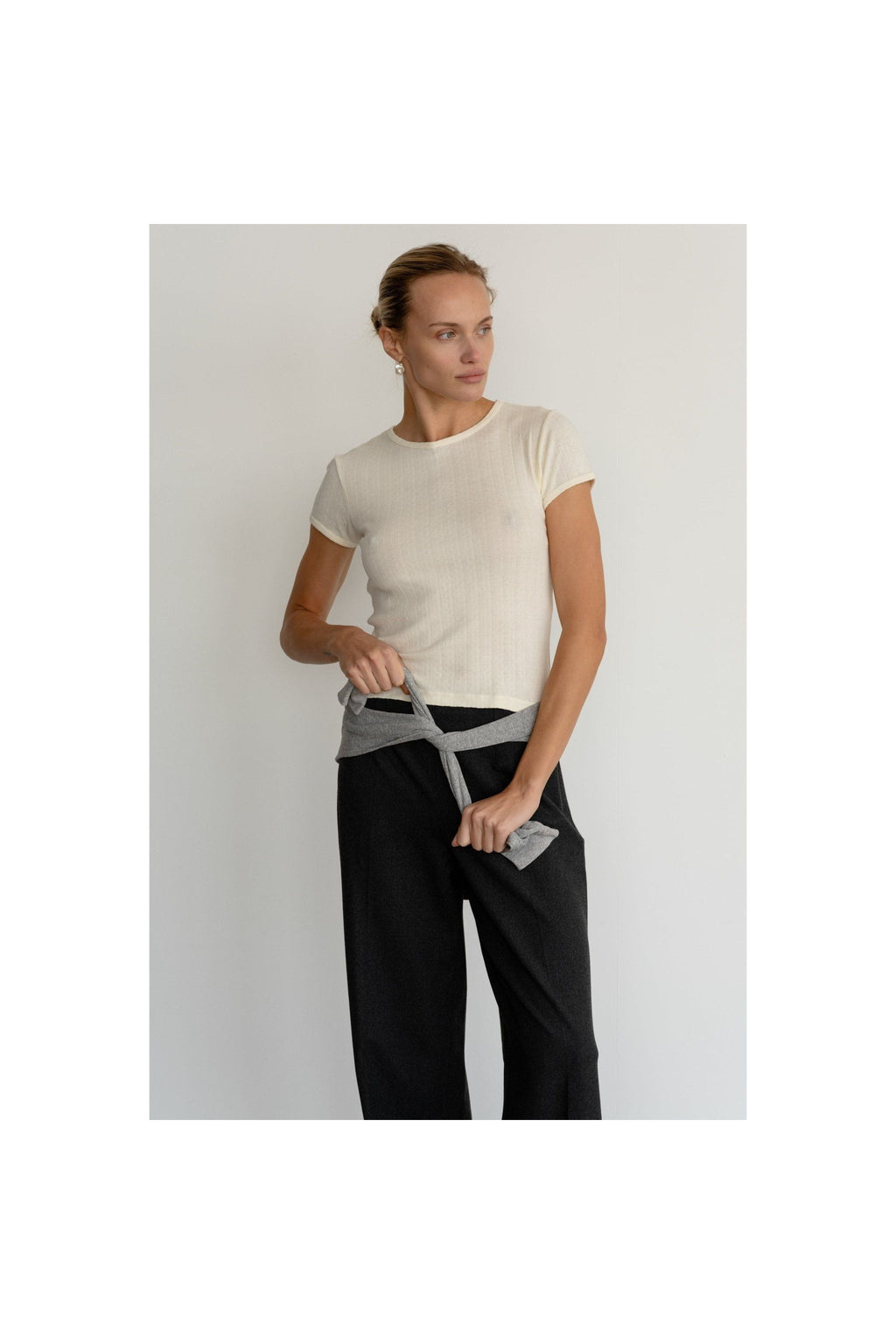 The Pointelle Baby Tee Creme - Primm'sThe Pointelle Baby Tee CremeDONNI.