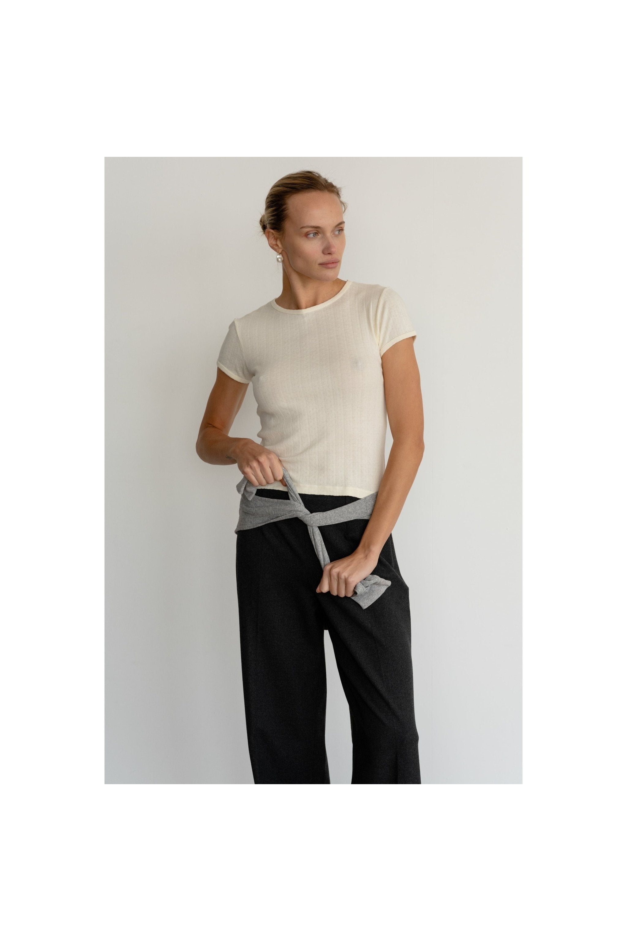 The Pointelle Baby Tee Creme - Primm'sThe Pointelle Baby Tee CremeDONNI.