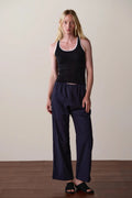 The Pop Pinstripe Simple Pant Navy DONNI.