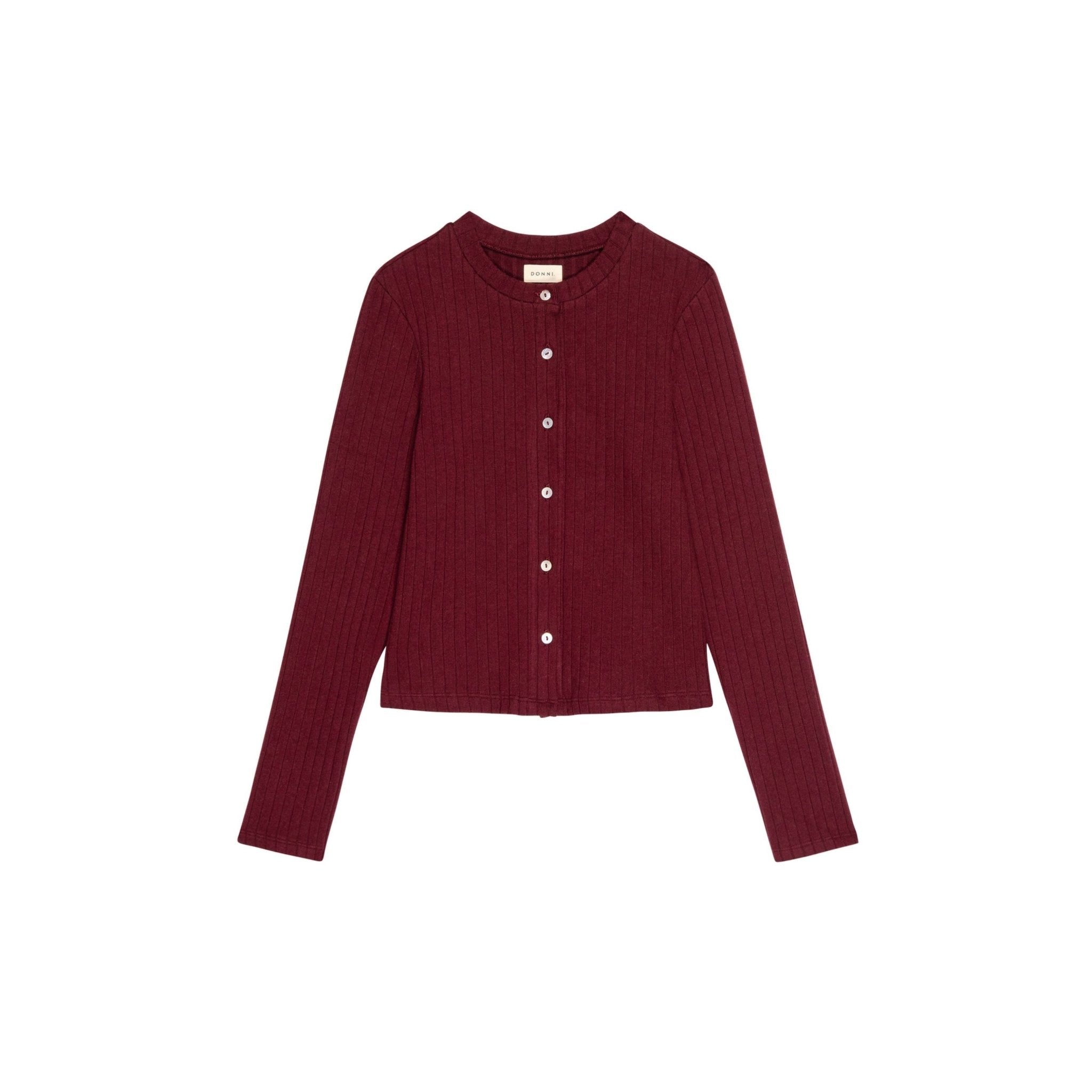 The Sweater Rib Cardi Oxblood - Primm'sThe Sweater Rib Cardi OxbloodDONNI.