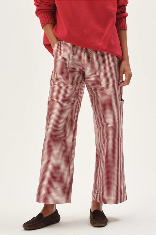 The Taffeta Gingham Drawstring Cargo Pant DONNI.
