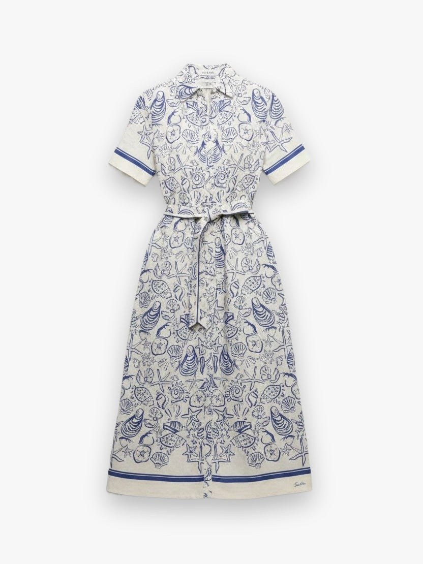 Audria Belted Linen Midi Dress Simkhai