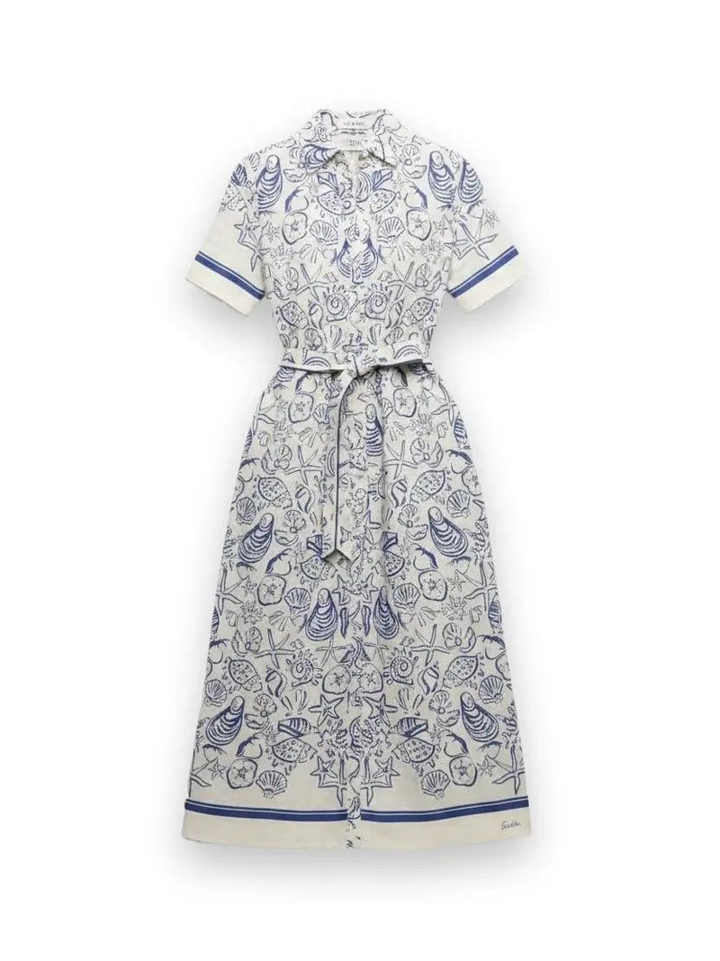 Audria Belted Linen Midi Dress