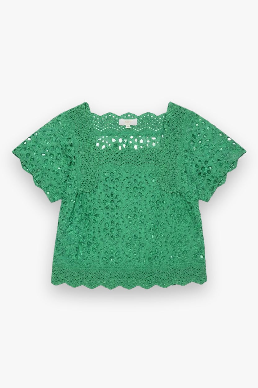 Square Neck Blouse Meadow Eyelet Hope for Flowers by Tracy Reece