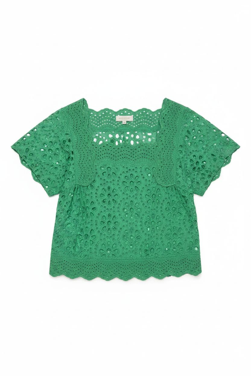 Square Neck Blouse Meadow Eyelet Hope for Flowers by Tracy Reece