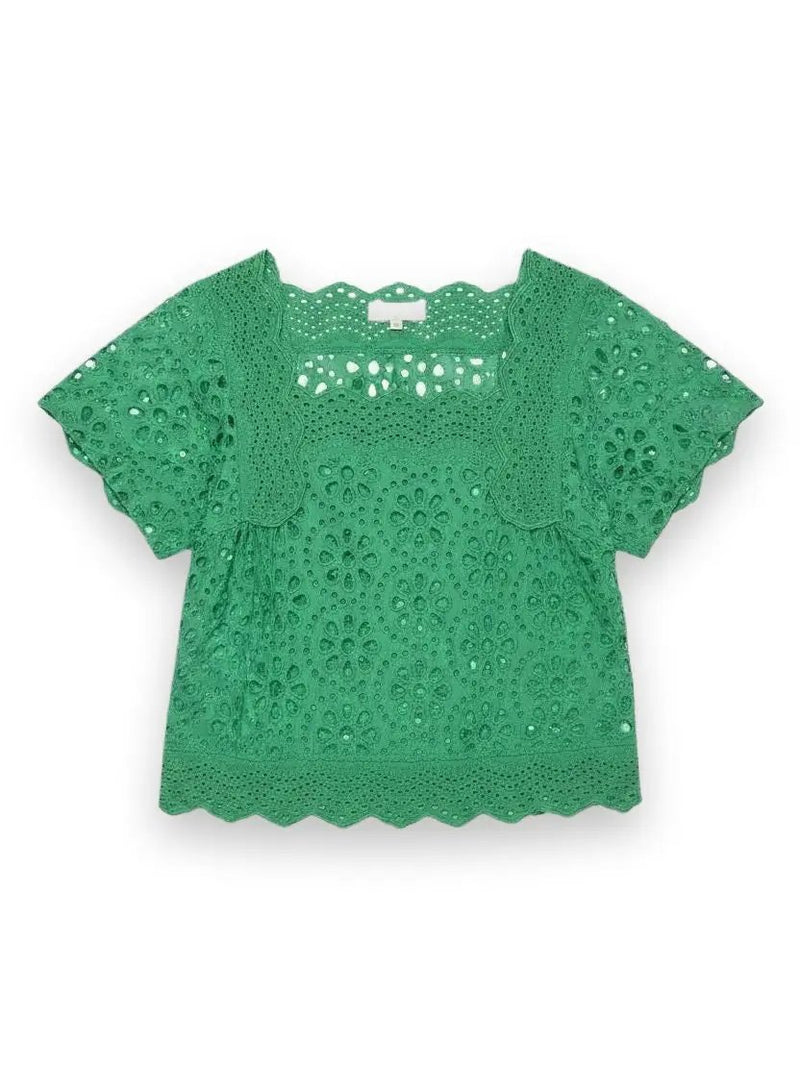 Square Neck Blouse Meadow Eyelet