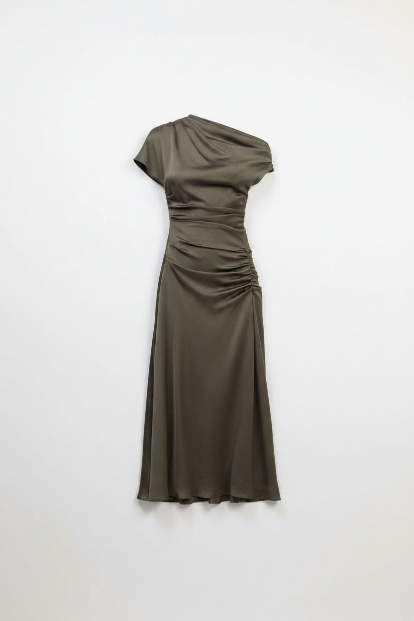 Joanna Off Shoulder Satin Midi Dress Simkhai