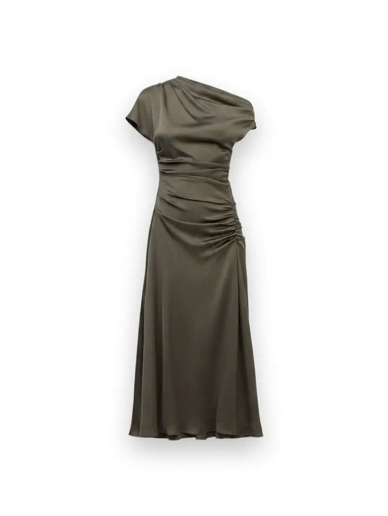 Joanna Off Shoulder Satin Midi Dress