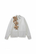 Long Sleeve Cardigan with Floral Applique Psophia