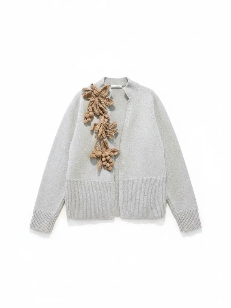 Long Sleeve Cardigan with Floral Applique