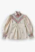 Embroidered Smocked Shirt Vanilla Multi Hope for Flowers by Tracy Reece