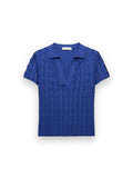 MALLORIE SCALLOPED KNIT POLO Simkhai