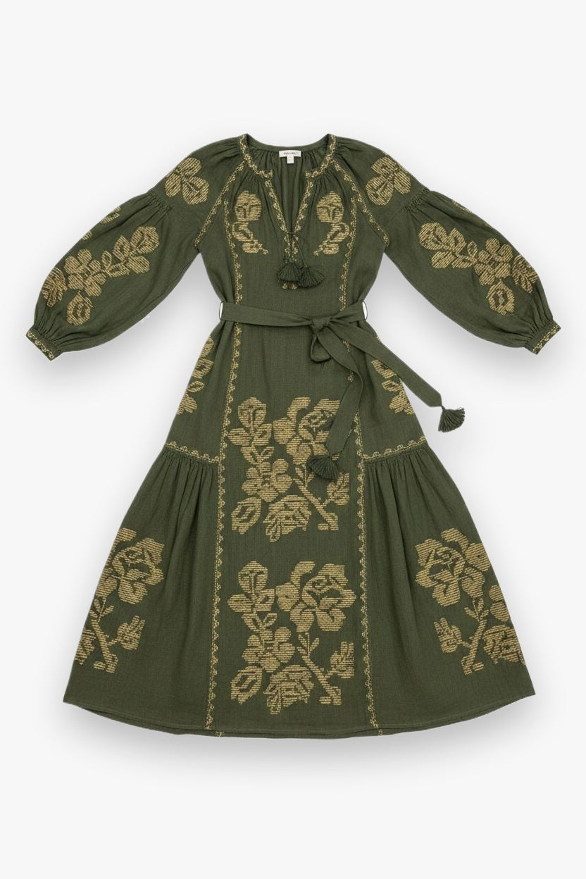 Elysian Garden Linen Midi Dress Annabo