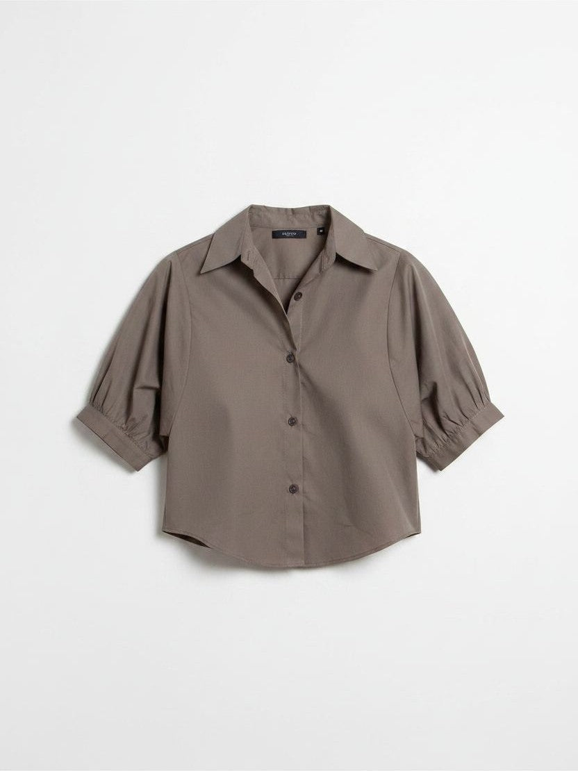Claude Crop Shirt in Cotton Tencel Pharaoh
