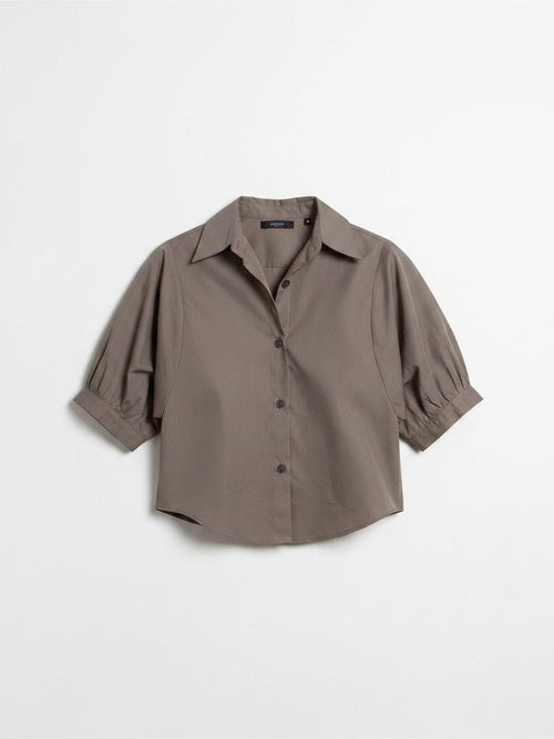 Claude Crop Shirt in Cotton Tencel Pharaoh