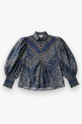 Smocked Shirt Indigo Bandana Hope for Flowers by Tracy Reece