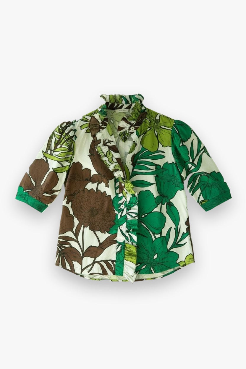Frilled Buttondown Tropical Flowers Hope for Flowers by Tracy Reece