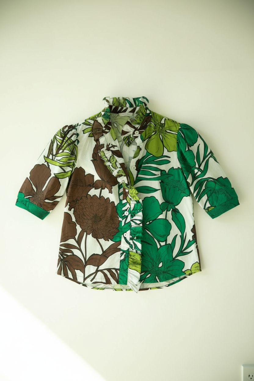 Frilled Buttondown Tropical Flowers Hope for Flowers by Tracy Reece