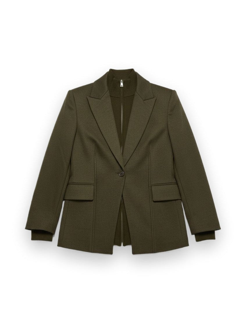 Auden Knit Combo Blazer, Dark Olive Simkhai