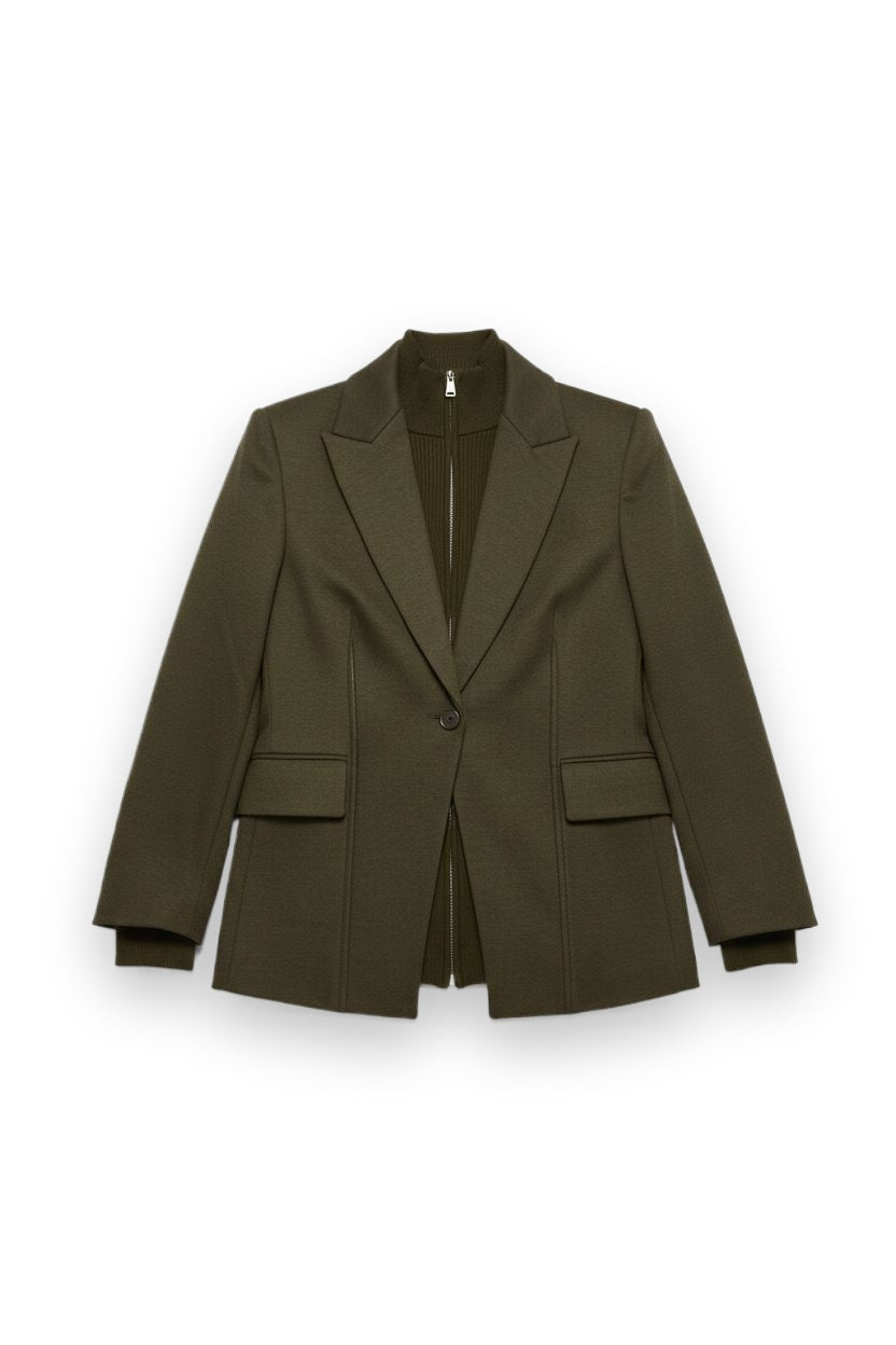 Auden Knit Combo Blazer, Dark Olive Simkhai